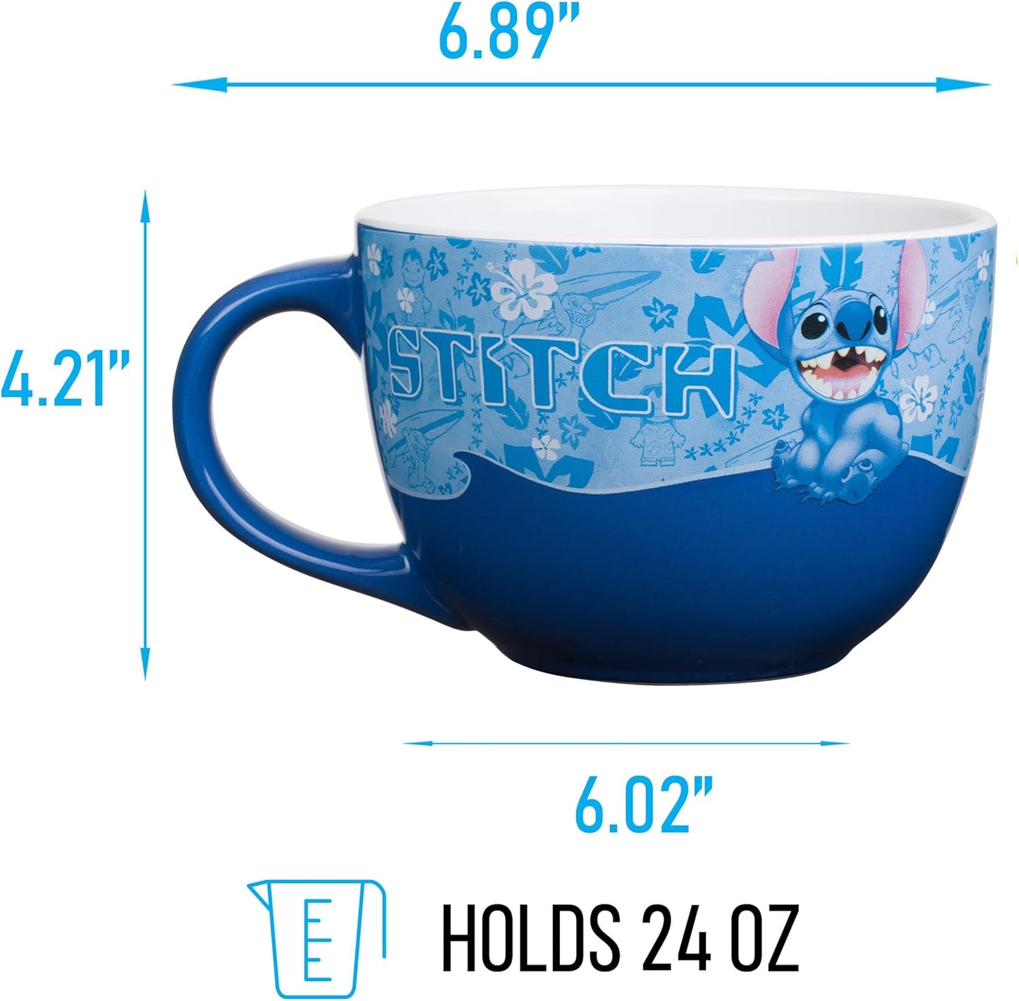 Lilo and Stitch Wavy Style Ceramic Soup Mug, 24-Ounces