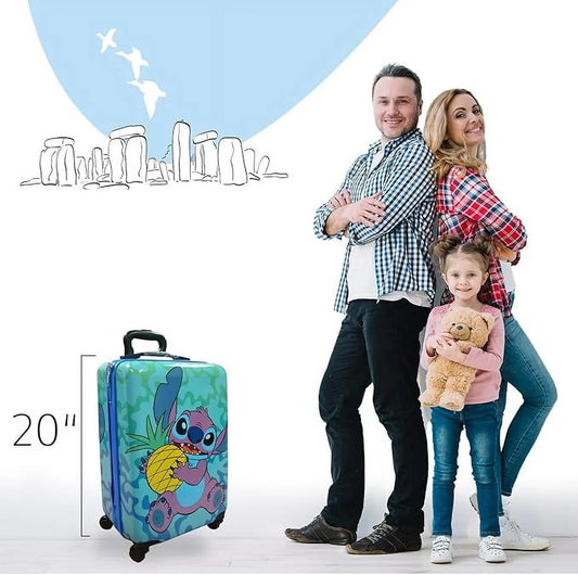 Lilo and Stitch Luggage, 20 Inches Hard-Sided Tween Spinner Suitcase for Toddlers, Kids Carry-On Travel Trolley, Kids Carry-On Luggage with Wheels