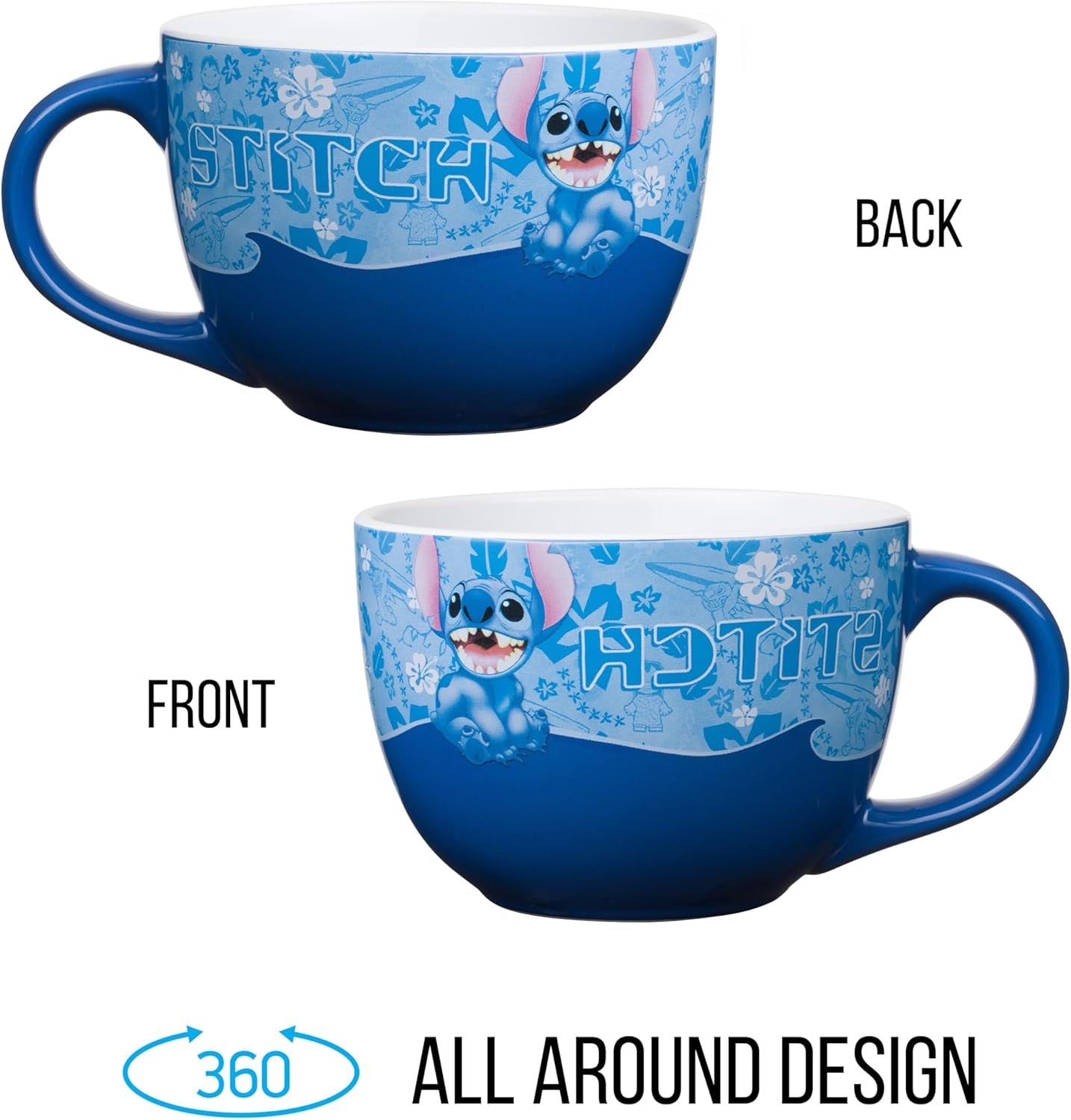 Lilo and Stitch Wavy Style Ceramic Soup Mug, 24-Ounces