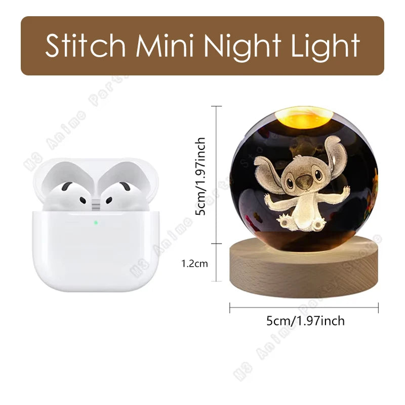 Lámpara 3D de Cristal Stitch – Luz Nocturna LED