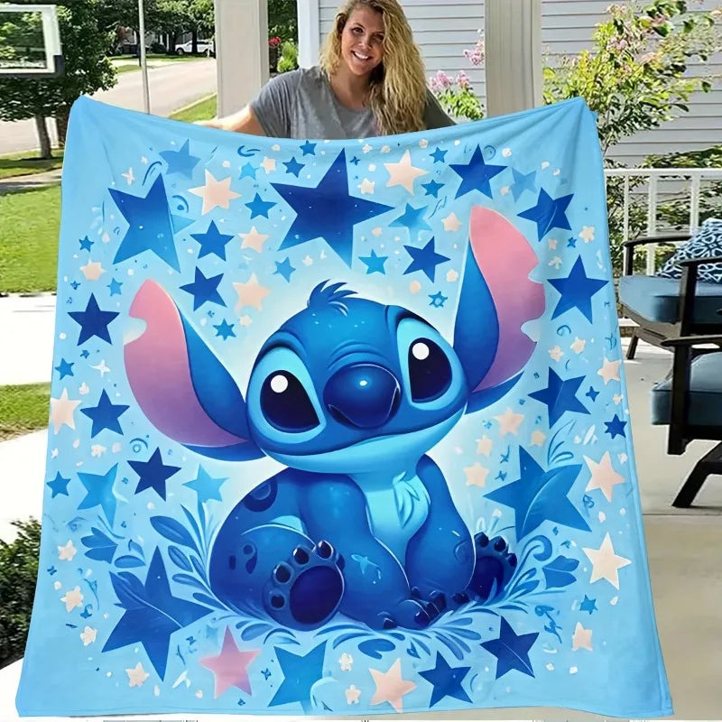 1pc Cozy Flannel Blanket Soft Warm Stitch Starry Night Flannel Blanket Print Machine Sofa Office Camping Travel and Home Decor