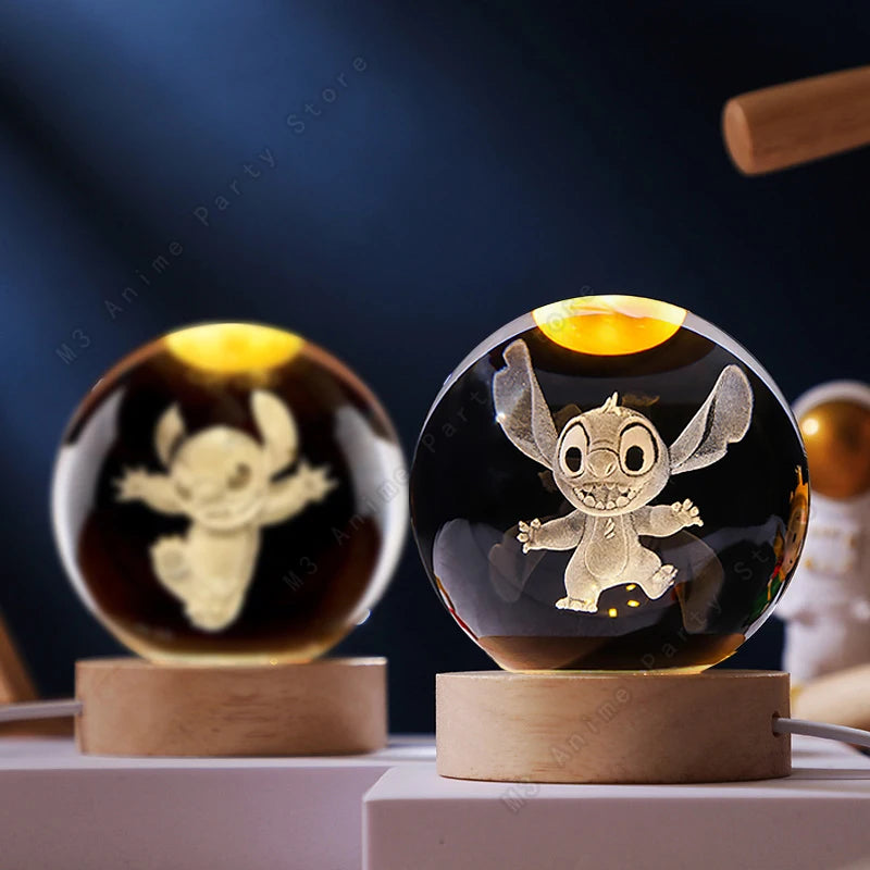 Lámpara 3D de Cristal Stitch – Luz Nocturna LED