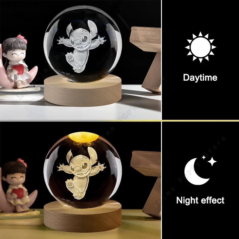 Lámpara 3D de Cristal Stitch – Luz Nocturna LED