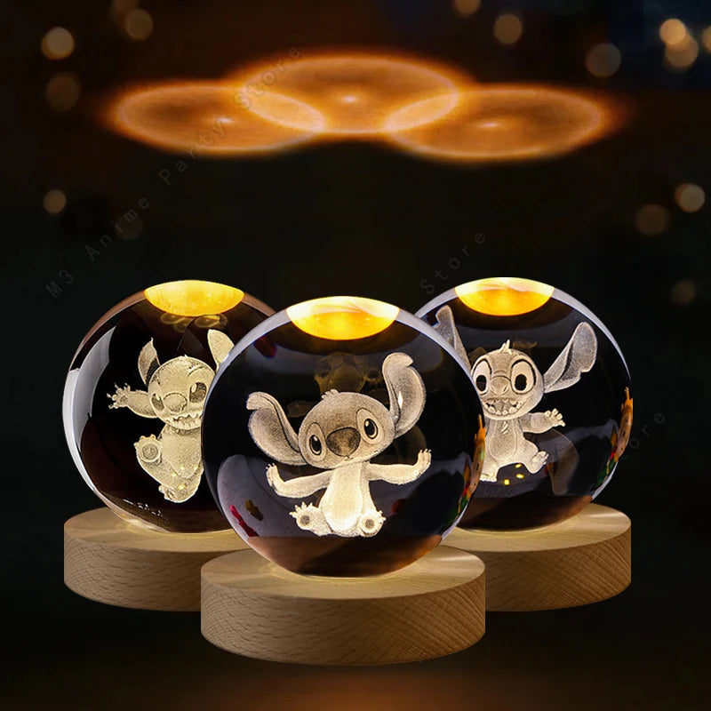 Lámpara 3D de Cristal Stitch – Luz Nocturna LED