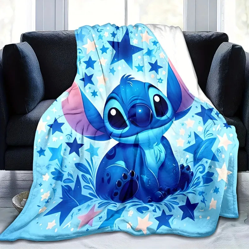 1pc Cozy Flannel Blanket Soft Warm Stitch Starry Night Flannel Blanket Print Machine Sofa Office Camping Travel and Home Decor