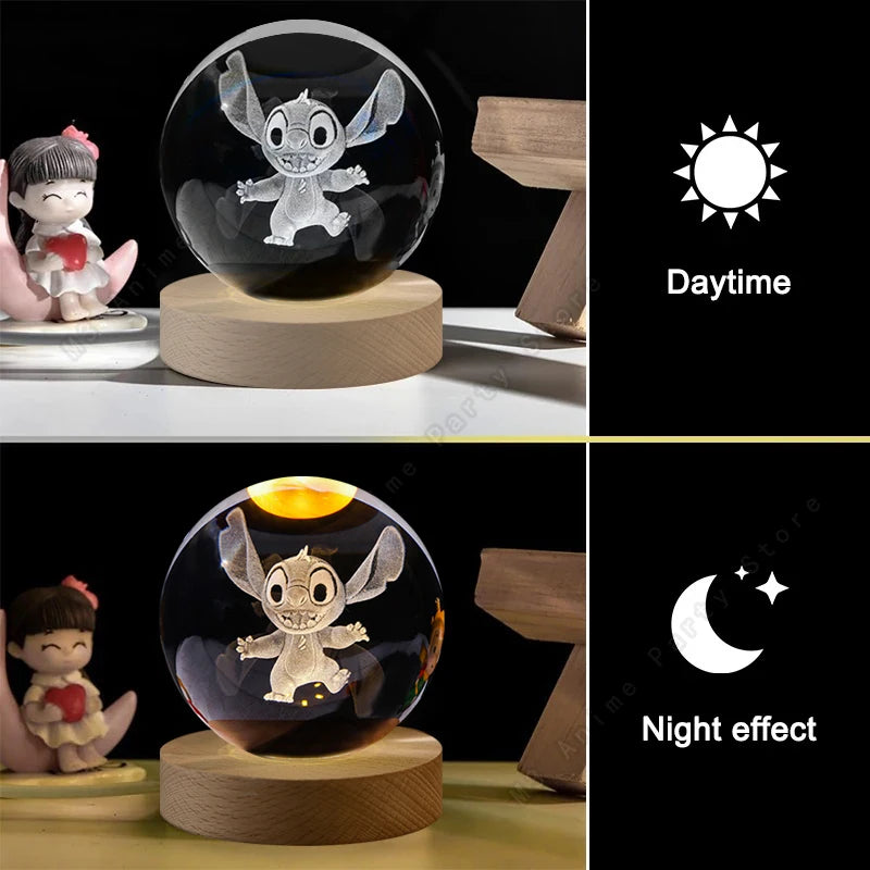Lámpara 3D de Cristal Stitch – Luz Nocturna LED