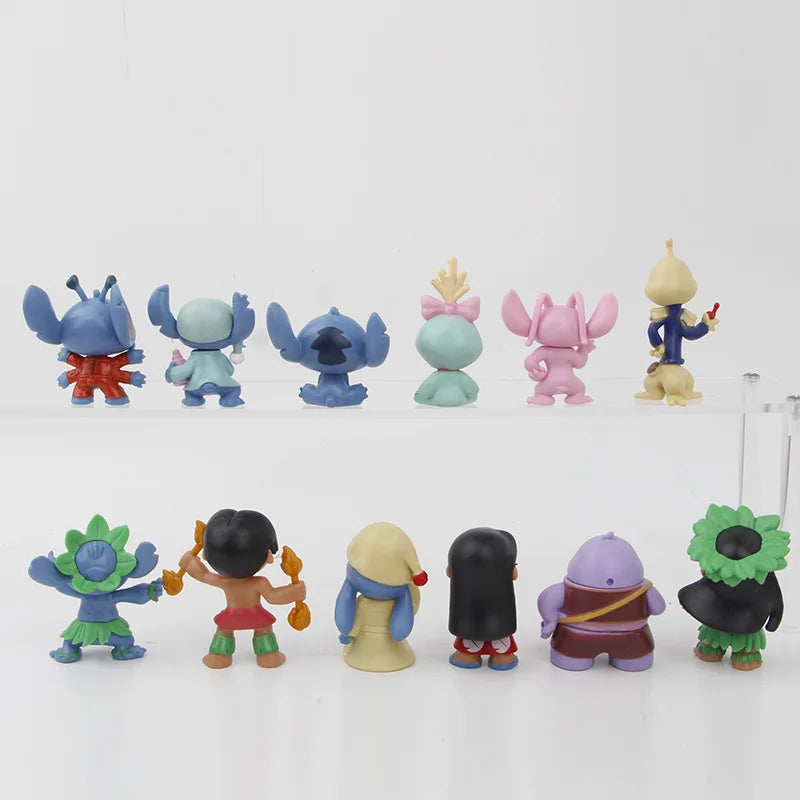 12Pcs/Set Anime Stitch Scrump Lilo Characters Vinyl Figure Model Toys